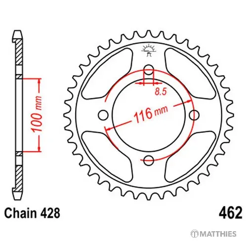 Produktbild Kettenrad Teilung 428 Zähne 49 Stahl JTR462.49, 7279045