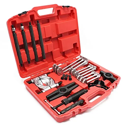 Wiltec Hydraulik Abzieher Set 22-teilig - 10 t Zugkraft im Tragekoffer - Abzieherset mit 10 t Zugkraft, vielseitig einsetzbar als 2-Arm- und 3-Arm-Abzieher, ideal für Lager- und Zahnradabzug, inklusive praktischem Tragekoffer für einfache Aufbewahrung.