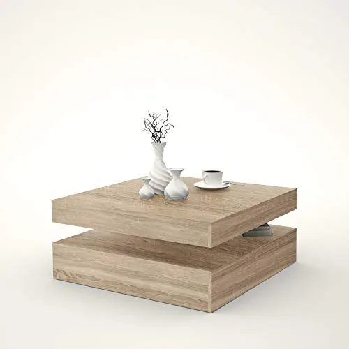 FORTE Coffee Tables Couchtisch mit rotierender Tischplatte - Beistelltische fürs Wohnzimmer, mit praktischer Ablagefläche und flexibler Anordnung dank rotierender Tischplatte. Pflegeleichte Oberfläche und einfache Montage.