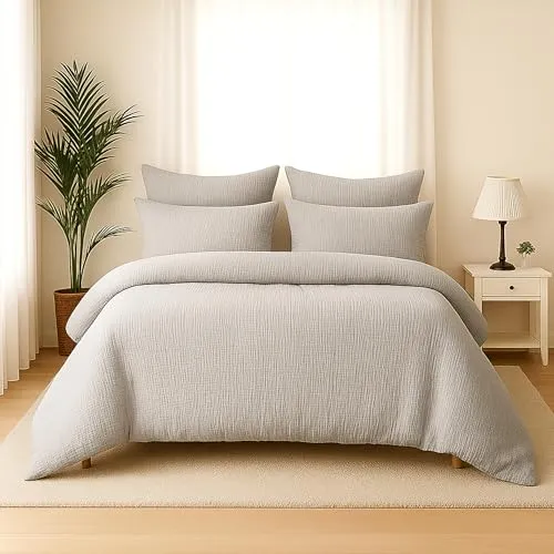 Wolkenfeld Premium Musselin Bettwäsche 155x220 – Atmungsaktive Baumwolle mit Reißverschluss - Erlebe luxuriösen Schlafkomfort mit unserer Musselin Bettwäsche 155x220 cm. Der weiche, atmungsaktive Stoff sorgt für ein angenehmes Hautgefühl und ist ideal für jede Jahreszeit. Praktischer Reißverschluss für müheloses Beziehen.