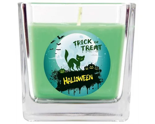 HS Candle Duftkerze (Dekokerze, 1-tlg), Halloween - Kerze im Bonbon Glas, Ideale Herbstdeko