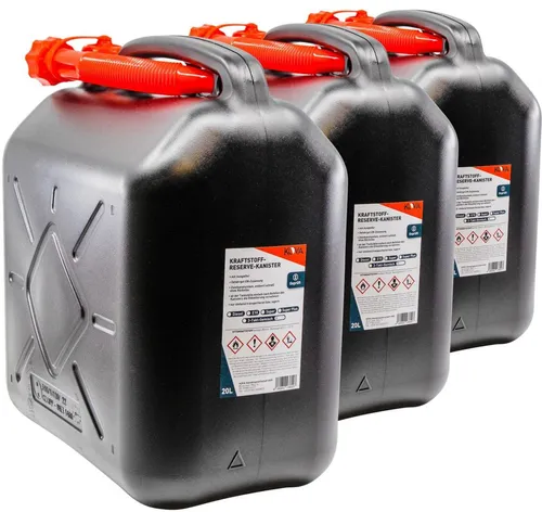 3x Benzinkanister 20L schwarz Reserve Kanister Kraftstoff Öl