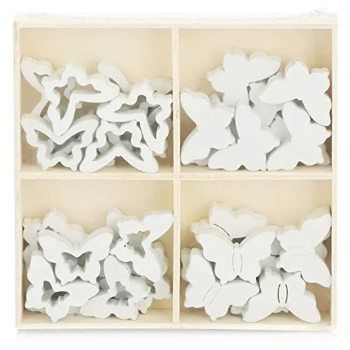 com-four® 32x Schmetterling Streudeko - Kleine Schmetterlinge aus Holz in vier Designs - Holz-Schmetterlinge für Tischdeko und Frühlingsdekoration (32 Stück Schmetterling V1)