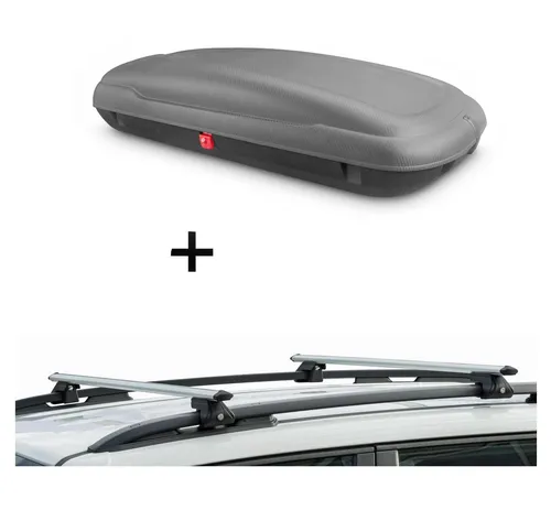 Dachbox VDP-BA400 mit Dachträger CRV120A für Chrysler Voyager 95-01 - Gepäckträger für zusätzlichen Stauraum, ideal für Reisen und Freizeitaktivitäten.