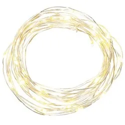 EGB Micro LED-Lichterkette 40 fl. warmweiß, Timer silberfarbener Draht, batteriebetrieben 4xAA