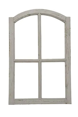 Posiwio Deko-Fensterrahmen Holz grau Shabby Vintage - Wand- & Tischbilderrahmen im Shabby Chic Stil, ideal als dekorativer Blickfang für jeden Raum. Maße: ca. 50 x 3 x 77 cm, perfekt für persönliche Anhänger oder als Bilderrahmen.