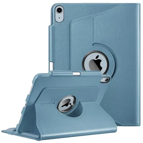 FINTIE Hülle für iPad Air 11 Zoll M4/M3/M2 (2026/2025/2024), iPad Air 5. Gen 2022/ iPad Air 4 2020 10.9 Zoll mit Stifthalter - 360 Grad verstellbare Schutzhülle Cover mit Standfunktion, Dunstblau