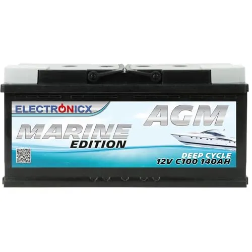 Electronicx AGM Autobatterie 12V 140Ah / 140 Ah Versorgungsbatterie – Hochleistungsbatterie mit AGM-Technologie, 393×175×190 mm, versiegelt, wartungsfrei, Pluspol rechts, ideal für Boot, Solar