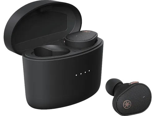 Yamaha TW-E5B Wireless Ohrhörer - Kabelloser High-Performance-Sound in Schwarz - Kopfhörer mit Yamaha True Sound für außergewöhnlichen Klang und Klarheit. IPX5 wasserfest, ideal für Sport und unterwegs. Bis zu 30 Stunden Akkulaufzeit für ununterbrochenen Musikgenuss.
