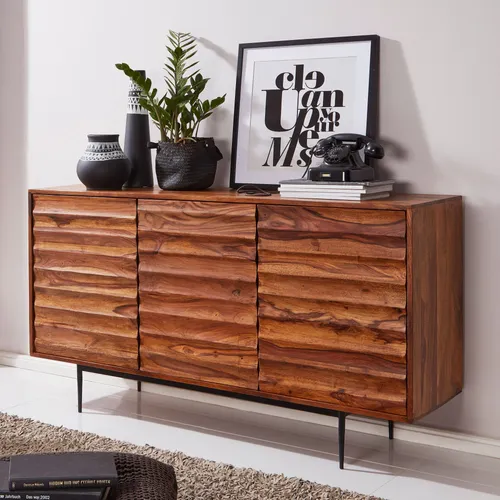 Massivholz Sideboard 150cm Sheesham in braun von FineBuy