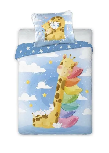 Faro Tekstylia Babybettwäsche Kinderbettwäsche 100x135 Bettgarnitur 100% Baumwolle mit Oeko-Tex Siegel (Giraffe)
