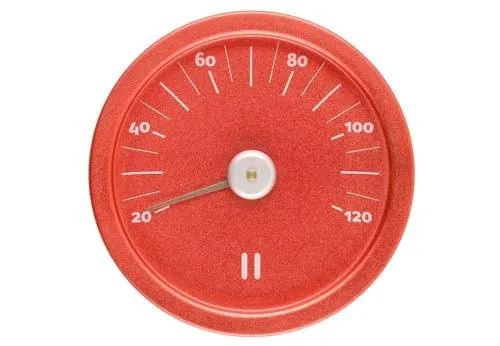 Rento Aluminium-Saunathermometer feuerrot - Sauna-Zubehör mit präziser Temperaturanzeige, ideal für ein perfektes Saunaerlebnis in stilvollem Design.