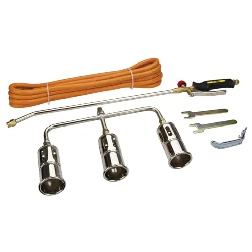 Dreifach Gasbrenner 99 kW - Effektiver Unkrautvernichter - Unkrautvernichter mit 3-fach Brenner und hoher Brennleistung für effizientes Abflammen von Unkraut. Ideal für Gärten und Außenbereiche.