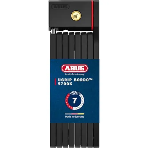 ABUS Unisex Faltschloss 100 cm, Schwarz - Faltschloss für Fahrräder mit ABUS-Sicherheitslevel 7, 5 mm starke Stäbe und praktischer Transportmodus für sofortige Verwendung.