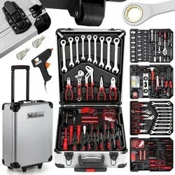 WALTER STAHL Werkzeugkoffer 409 tlg – Aluminium Werkzeugset für Werkstatt und Haushalt