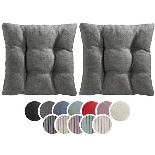 sleepling Stuhlkissen 2er-Set, weicher Möbelstoff, 38 x 38 cm, Sitzkissen in Farbe hellgrau
