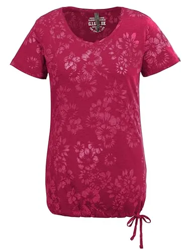 G.I.G.A. DX Damen Shirt GS 44 WMN TSHRT - T-Shirt für Damen mit floralem All Over-Print, aus leichtem Material und mit verstellbarem Saum durch Kordelschleife – ideal für einen lässigen Look.