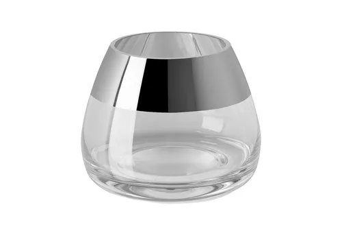 Fink Teelichthalter BELLA Teelichthalter - H.8,5cm x D.11cm - Glas - silber/transparent (Windlicht, Teelichtglas - Teelichtkerzenhalter), Glas Windlicht Teelicht Kerzenhalter - Eleganter Kerzenleuchter