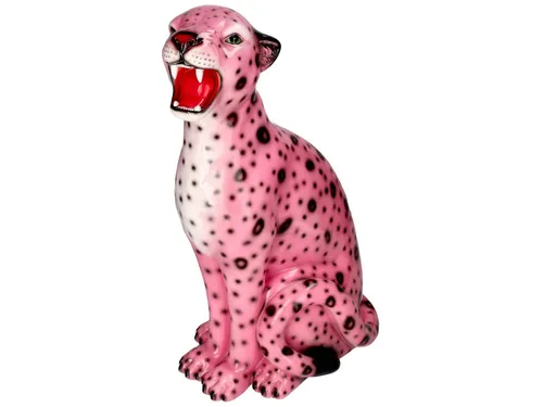 Giftcompany Skulptur Wildcat Leopard Rosa (51cm) - Skulpturen, auffällige Dekofigur in leuchtendem Rosa, ideal für kreative Wohnräume und ein echter Blickfang.