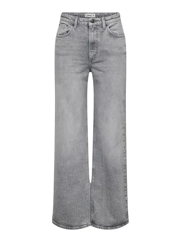 ONLY Onljuicy Hw Wide Leg Rea707 DNM Noos - Damen-Jeanshosen - Stylische Wide Leg Jeans mit zwei Gesäßtaschen und praktischen Gürtelschlaufen, perfekt für einen lässigen Look.