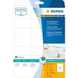 HERMA Inkjet Etiketten 8838 Weiß Rechteckig 63,5 x 38,1 mm 25 Blatt à 21 Etiketten