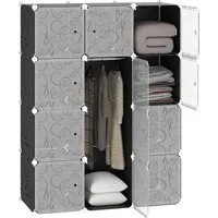 HOMCOM DIY Kleiderschrank Regalsystem - Kleiderschränke: Anpassbares System mit 2 großen und 9 kleinen Würfeln, ideal für effiziente Aufbewahrung von Kleidung, Schuhen und Spielzeug.