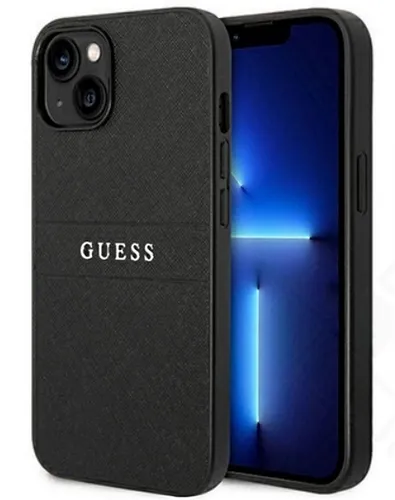 Guess Hardcase Schutzhülle Tasche Saffiano Strap schwarz für iPhone 14 Plus 6,7