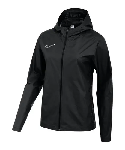 Nike Performance Academy 25 Regenjacke Damen - Funktionsjacke mit hoher Atmungsaktivität, perfekt für sportliche Aktivitäten bei Regen, Größe L (44/46), stilvolles schwarz-weiß Design.