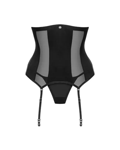 Obsessive Corsage plus String Chic Amoria, Schwarz, XL/XXL - Korsagen & Bustiers für Damen, elegante Unterbrust-Corsage mit abnehmbaren Strapsen und Hakenverschluss für einen perfekten Sitz und hohen Tragekomfort.