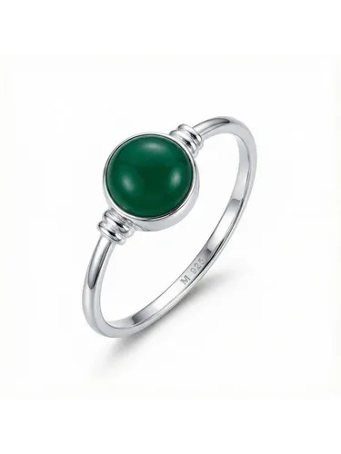 mantraroma Silberring TOLU aus 925 Silber mit grünen Onyx (Ring mit Schmuckbeutel), Damenring aus 925er Silber