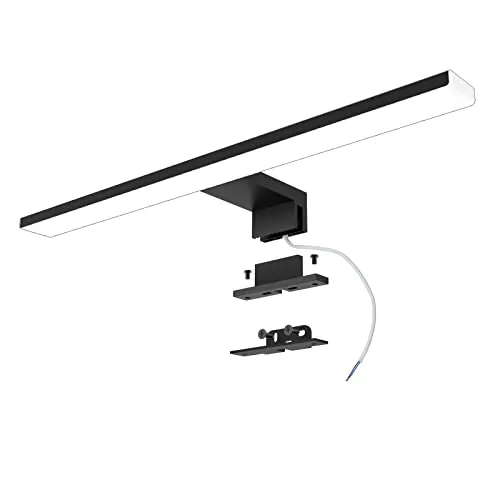 Azhien Led Spiegelleuchte 10W 820LM,40cm Badezimmer Wandleuchte Kaltes Weiß 6500K,3 In 1 230V Schrank Beleuchtungen Led,Schwarz
