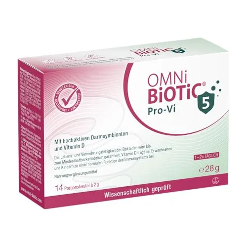 OMNi BiOTiC Pro-Vi 5 | 14 Portionen | 5 Bakterienstämme | 10 Mrd. Keime pro Tagesdosis | Pulver | Mit Vitamin D | Vegetarisch | Zur täglichen Anwendung | Mit Bakterien für die Darmflora