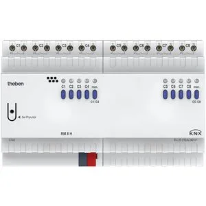 Theben RM 8 H KNX Schaltaktor 8-fach, 25 A - Schaltaktoren für KNX-Systeme, ideal für leistungsstarke Anwendungen mit 25 A Schaltleistung und LED-Anzeige für jeden Kanal. Perfekt für effiziente Gebäudeautomation.