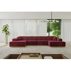 Altdecor Wohnlandschaft Bordeaux, 4-Sitzer U-Form in rot von ALTDECOR