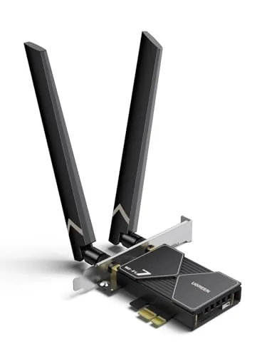 UGREEN WiFi 7 BE6500 WLAN Karte mit Bluetooth 5.4, 6GHz Band, MLO, Einfache Installation, WPA3, Netzwerkkarte mit 2x6dBi Antennen, PCIe WLAN Karte kompatibel mit Windows 11.
