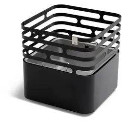 Feuerkorb Cube von höfats – Edelstahl pulverbeschichtet - Feuerstellen: Eleganter Feuerkorb Cube in silber, designt von Thomas Kaiser und Christian Wassermann, ideal für stilvolle Abende im Garten.