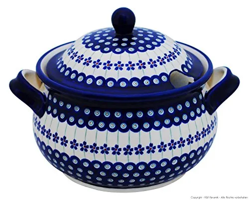 Original Bunzlauer Keramik Suppenterrine 4.5 Liter im Dekor 166a
