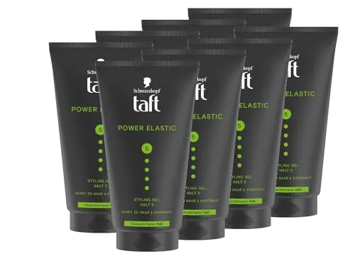 Produktbild Schwarzkopf TAFT Gel Power Elastic (8x 150ml), Haargel für bis zu 48 Stunden starken Halt, sanft zum Haar und zur Kopfhaut, veganes, Haarstyling-Gel