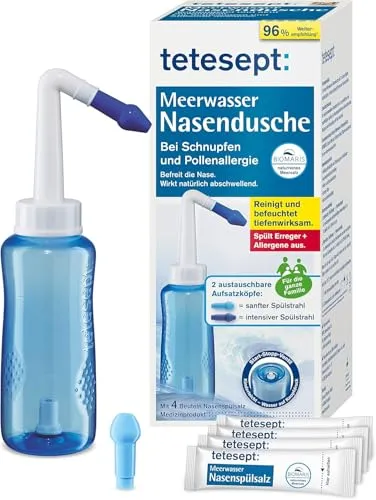Tetesept Meerwasser Nasendusche - Medizinischer Bedarf, unterstützt die natürliche Nasenreinigung mit wertvollem Meerwasser für mehr Atemfreiheit.