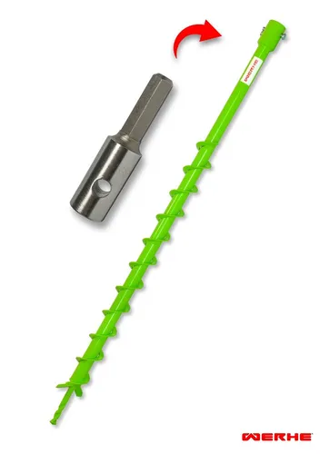 WERHE Erdbohrer für bohrmaschine mit HEX adapter ⌀40 mm, 80cm länge