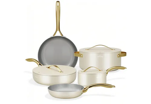 HOMELUX 8-teiliges Induktions Kochgeschirr-Set - Vielseitiges 8-teiliges Kochgeschirr-Set aus Aluminiumguss, ideal für alle Herdarten, inklusive Induktion. Mit 3-Schicht-Antihaftbeschichtung und Wärmeisolierten Griffen für komfortables Kochen.