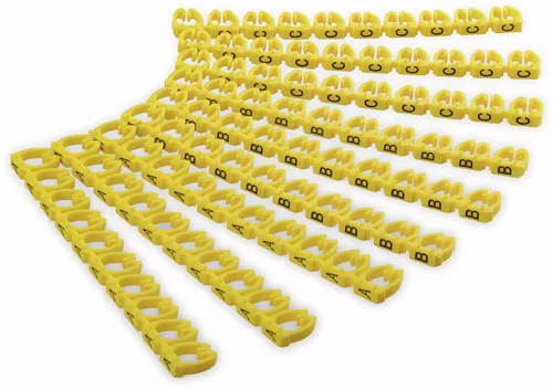 Goobay 72518 Kabelmarker-Clips ''Buchstaben A-C'', für Kabeldurchmesser bis 6 mm, 6 mm - farbige Kennzeichnungsringe  3x 30 Stück zum Markieren von z.B. Netzwerkkabeln