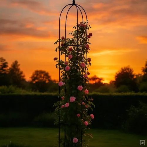 abc HOME Rankhilfe Obelisk 240 cm H, Metall Schwarz - Spaliere aus robustem Metall, ideal für Kletterpflanzen und bietet stabilen Halt im Garten.
