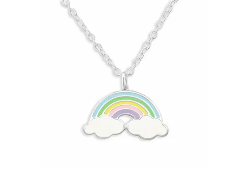 Monkimau Silberkette Regenbogen Halskette aus 925 Silber, Hypoallergen