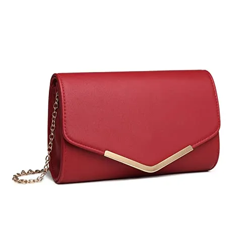 Miss Lulu Abendtasche Damen Clutch – Elegante Mini Clutch für besondere Anlässe - Abendtaschen – Hochwertige Clutch mit goldenen V-förmigen Beschlägen, ideal für Hochzeiten und Partys. Mit praktischem Fächerdesign für Ihre Essentials.
