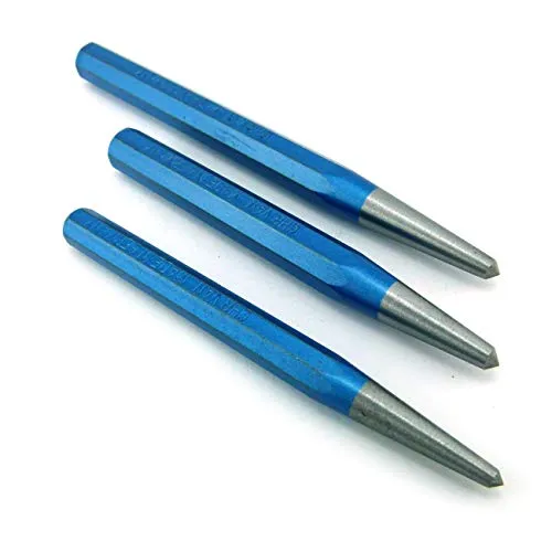 Körner 8-kant Chrom-Vanadium-Stahl CV 1 Ankörner vergüteter Schlagkopf DIN 7250 Konische Dornform 120x10 mm 120x12mm 150x12mm (Set aus 120x10mm, 120x12mm, 15x12mm)