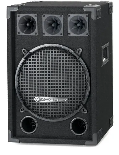 McGrey DJ-1222 Partykeller/DJ-Box 600W - PA-Box mit 12'' Subwoofer und 600W Maximalleistung, ideal für Partys und Events. Robustes Gehäuse mit Tragegriffen und Schutzecken für optimale Mobilität.