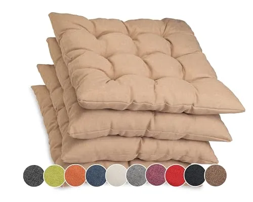 sunnypillow Stuhlkissen 4er Set Ontario, Beige 45x45cm in beige von sunnypillow