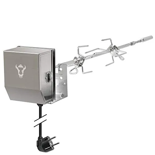 BBQ-Toro Edelstahl Grillspieß Set für Weber Spirit II Gasgrill - Grilldrehspieße, ideal für Weber Spirit II, inklusive Motor und Halter, perfekt für gleichmäßiges Grillen von Fleisch bis 4 kg.