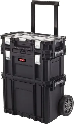 Keter Connect Rolling Werkzeugsystem, 3 in 1 Werkzeugtrolley, 56,5x37,2x70